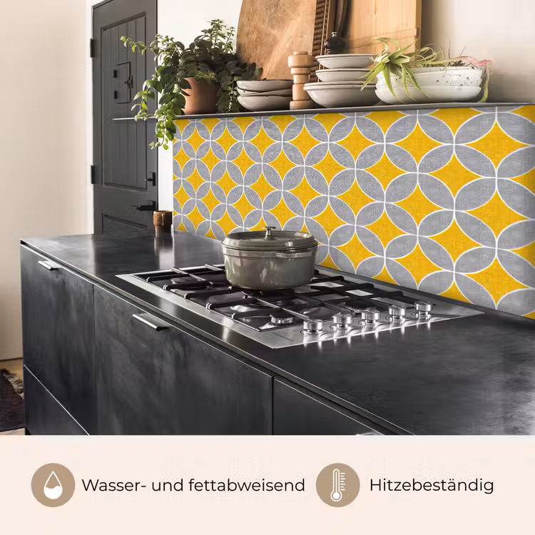 Geometrisch - Cirkels - Textuur - Grijs - Geel keuken achterwand 2 middel 871 -usp_DE