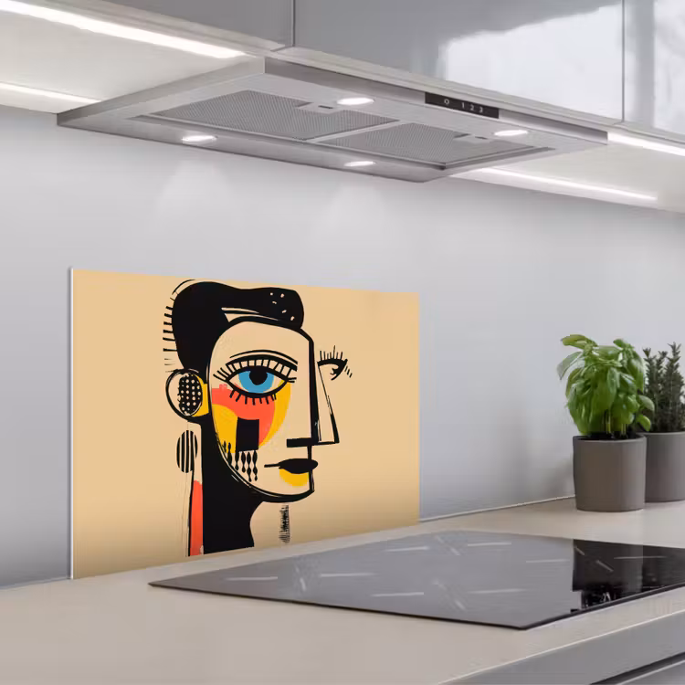 Geometrisch - Felle kleuren - Kubistische stijl keuken achterwand spatscherm klein -3d_schuin