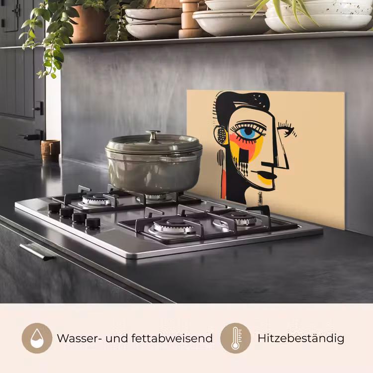Geometrisch - Felle kleuren - Kubistische stijl keuken achterwand spatscherm klein -usp_DE