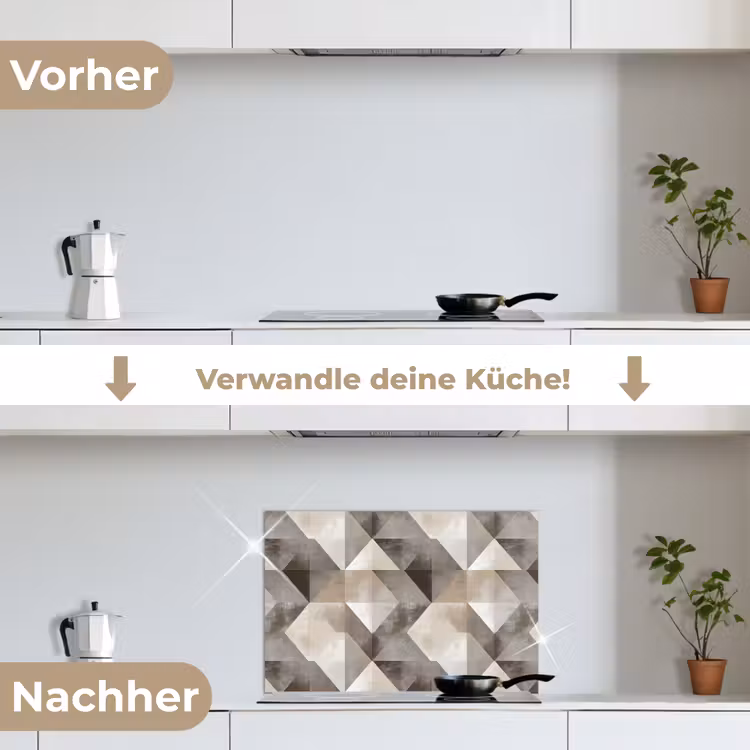 Geometrisch - Motief - Aardetinten keuken achterwand spatscherm klein 900 -voor_na_DE