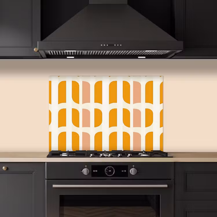 Geometrisch - Patroon - Geel - Roze keuken achterwand spatscherm klein 900 -sfeer1