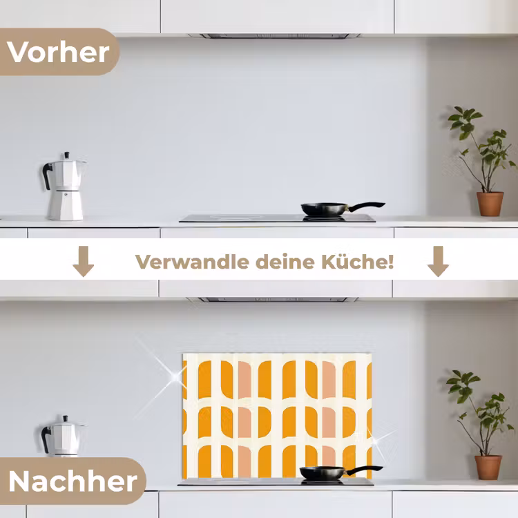 Geometrisch - Patroon - Geel - Roze keuken achterwand spatscherm klein 900 -voor_na_DE