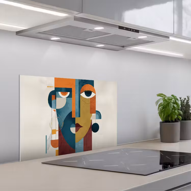 Geometrisch - Strakke vormen - Kleurrijk keuken achterwand spatscherm klein -3d_schuin