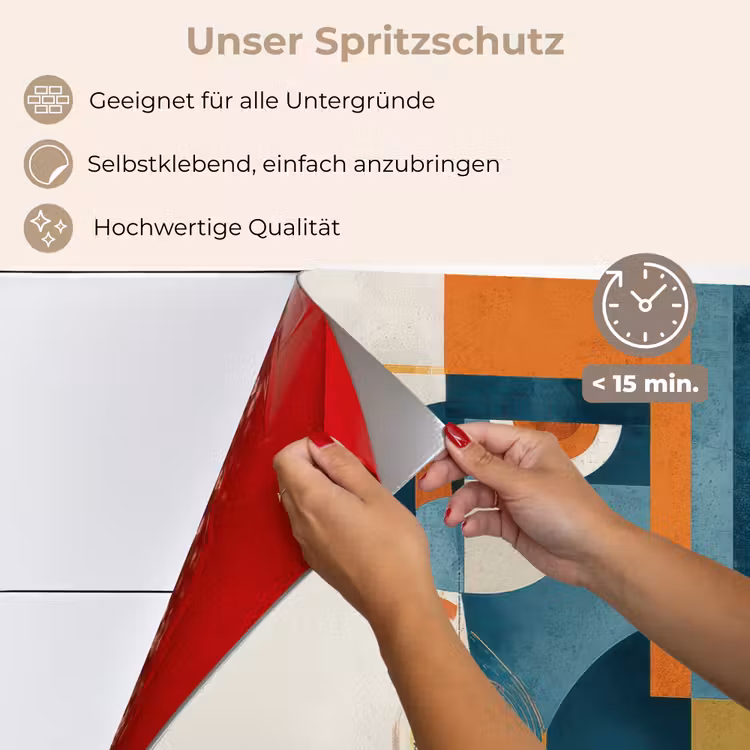 Geometrisch - Strakke vormen - Kleurrijk keuken achterwand spatscherm klein -spatscherm_DE
