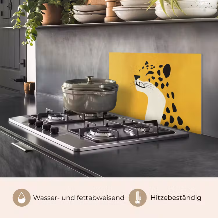 Cheetah - Illustratie - Geel keuken achterwand spatscherm klein -usp_DE