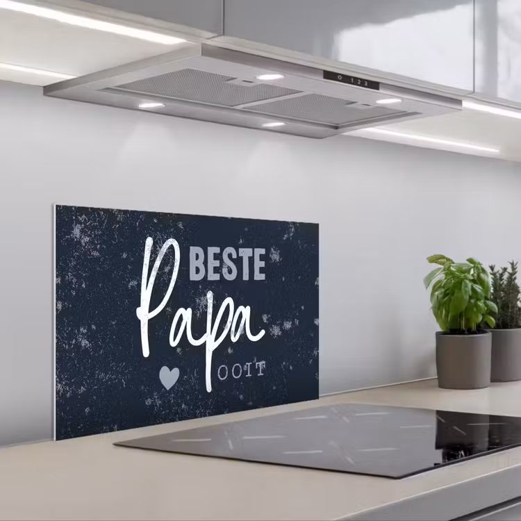 Cadeau voor man - Quote - Vaderdag - Beste papa ooit - Spreuken keuken achterwand spatscherm klein -3d_schuin