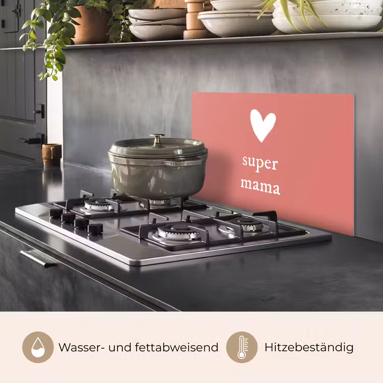 Presentje voor Moederdag super mama roze/wit keuken achterwand spatscherm klein -usp_DE