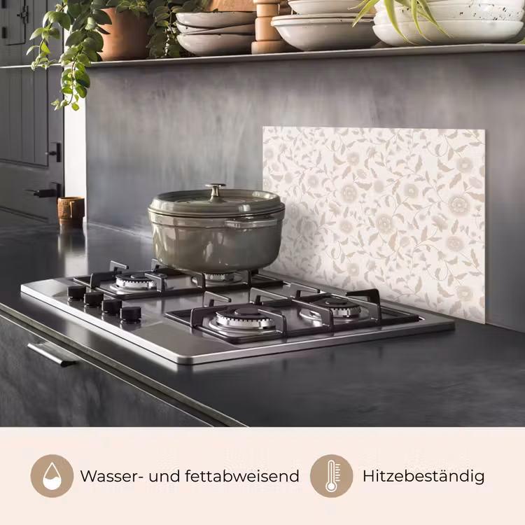 Sierlijk - Bloemen - Beige keuken achterwand spatscherm klein 900 -usp_DE