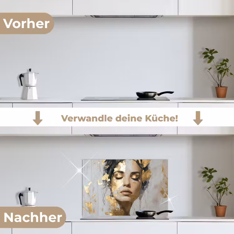Sierlijk - Vrouw - Goud - Ogen keuken achterwand spatscherm klein -voor_na_DE