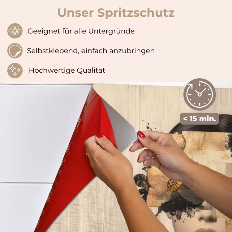 Gezicht - Bloemen - Zwart - Vrouw keuken achterwand spatscherm klein -spatscherm_DE