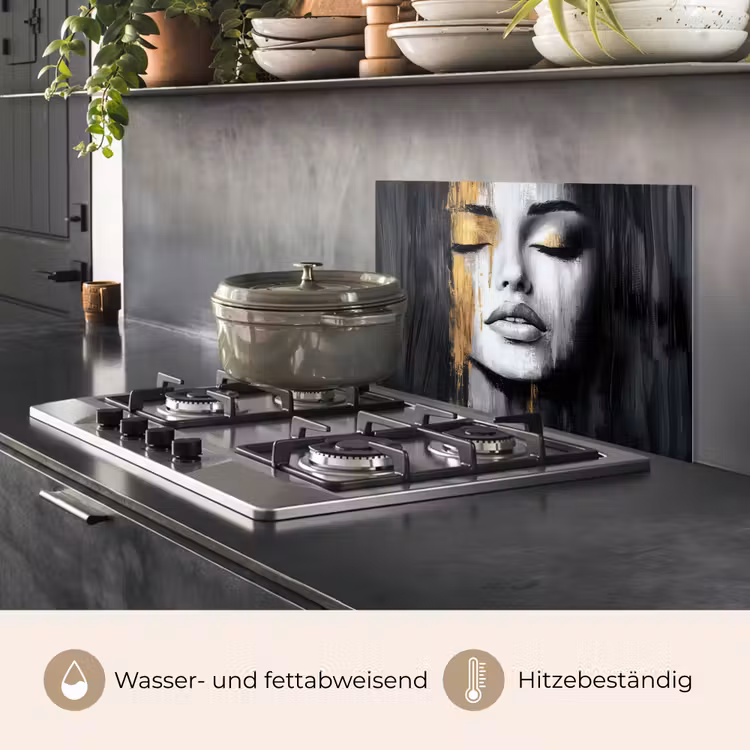 Gezicht - Vrouw - Penseelstreken - Abstract keuken achterwand spatscherm klein -usp_DE