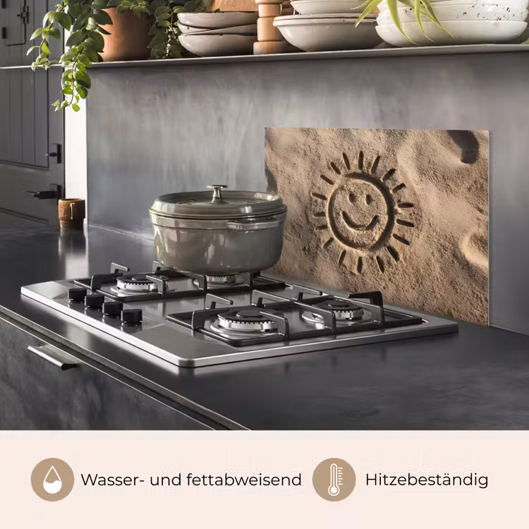 Gezichtje - Zon - Zand - Getekend keuken achterwand spatscherm klein -usp_DE