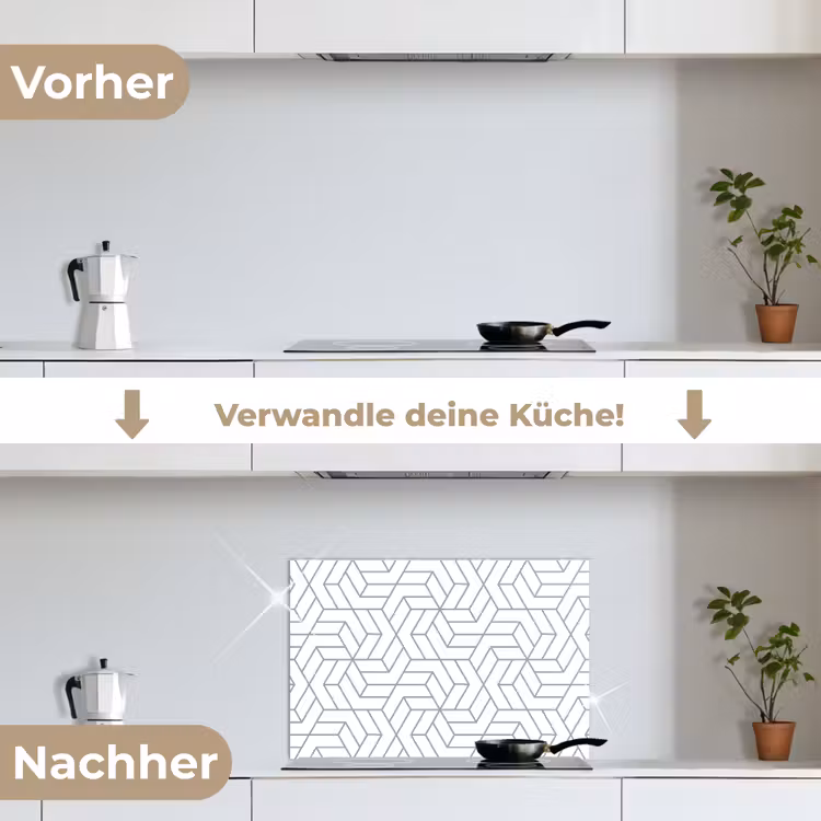 Design - Geometrie - Patroon keuken achterwand spatscherm klein 900 -voor_na_DE