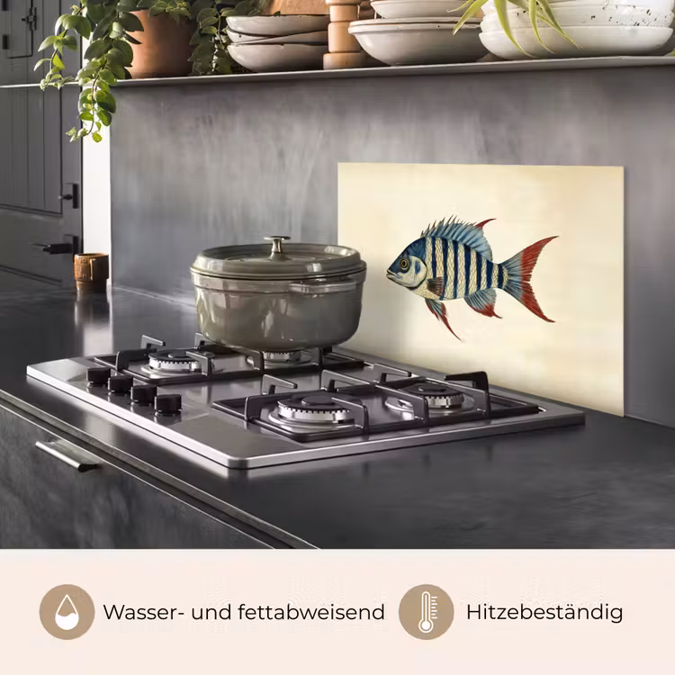 Gestreept - Donkerblauw - Rugvin - Vis keuken achterwand spatscherm klein -usp_DE