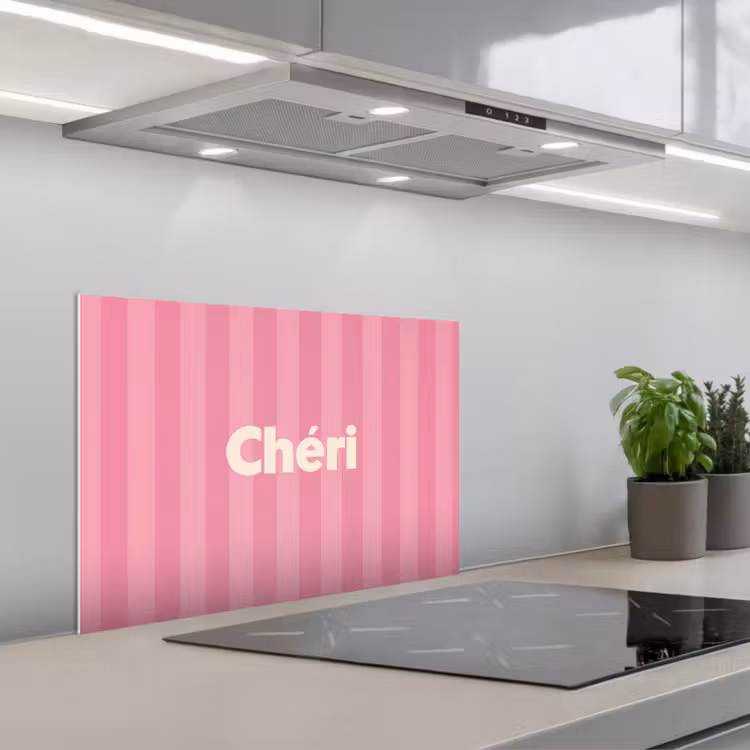 Gestreept - Roze - Chéri keuken achterwand spatscherm klein -3d_schuin