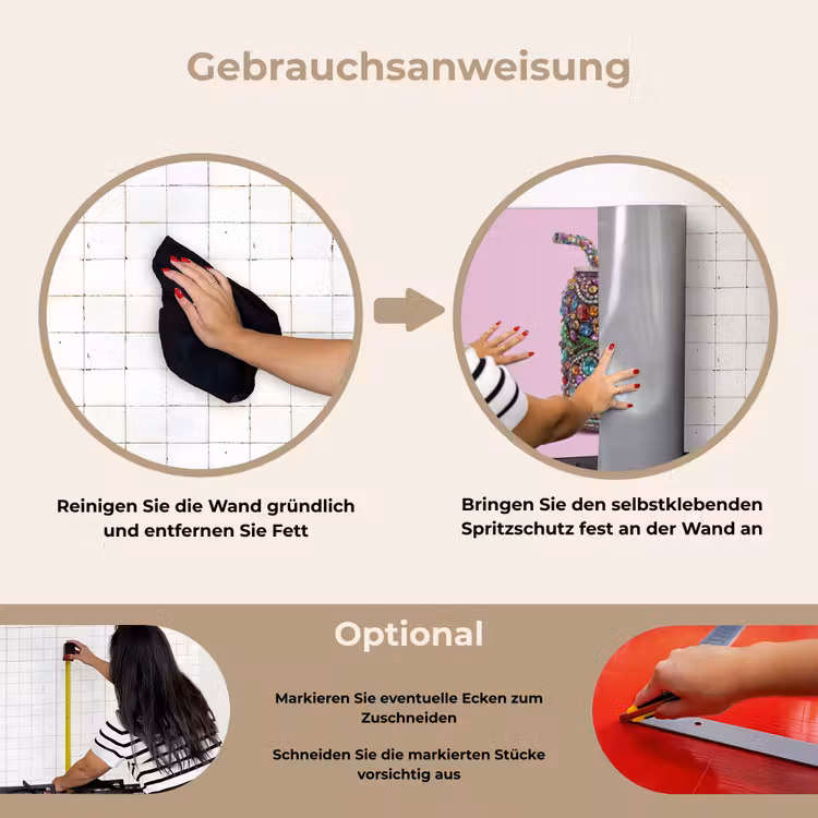 Frisdrankblikje - Bloemenpatroon - Edelstenen - Kleurrijk keuken achterwand spatscherm klein -gebruiksaanwijzing_DE