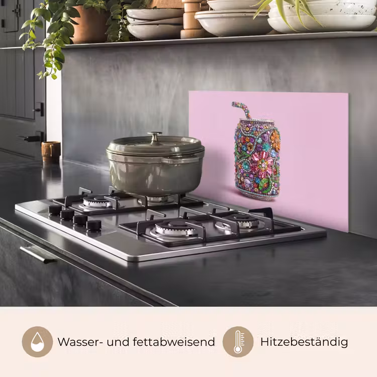 Frisdrankblikje - Bloemenpatroon - Edelstenen - Kleurrijk keuken achterwand spatscherm klein -usp_DE