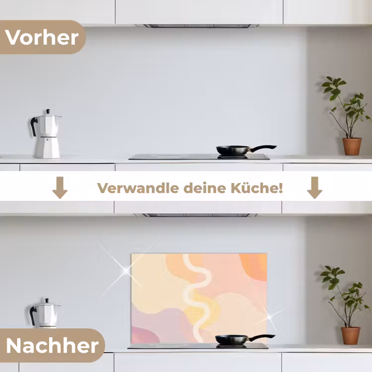 Golvende vormen - Abstract - pastel keuken achterwand spatscherm klein -voor_na_DE