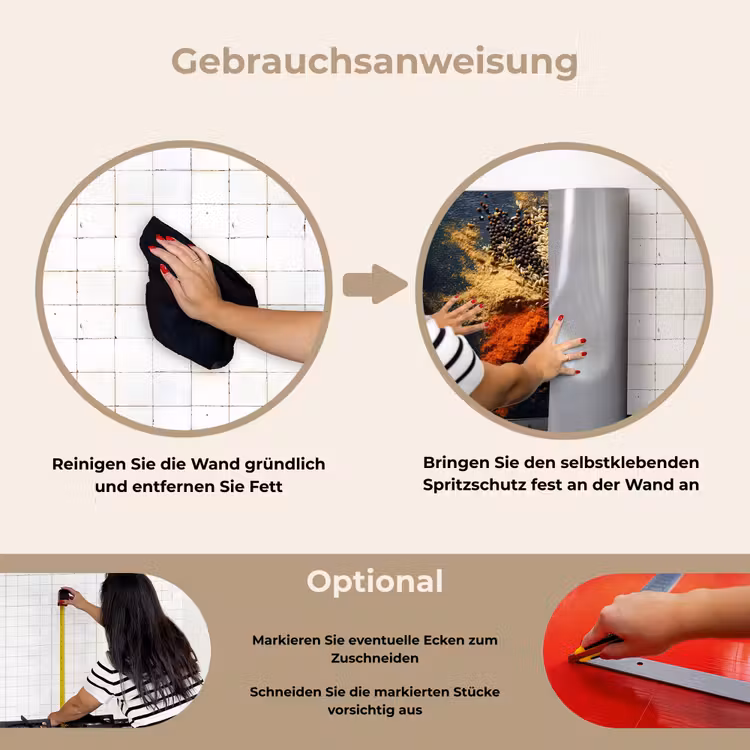 Specerijen - Explosie - Oranje keuken achterwand spatscherm klein -gebruiksaanwijzing_DE