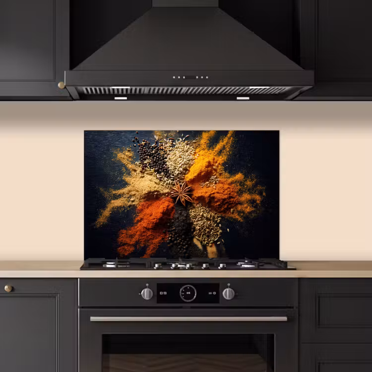Specerijen - Explosie - Oranje keuken achterwand spatscherm klein -sfeer1
