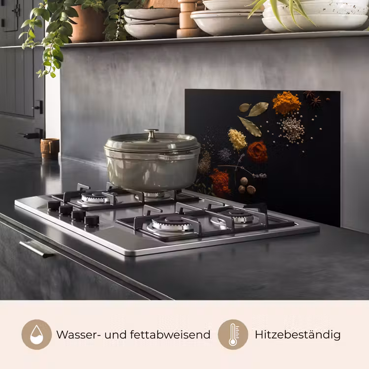 Specerijen - Kruiden - Noten - Lavendel - Zwart keuken achterwand spatscherm klein -usp_DE