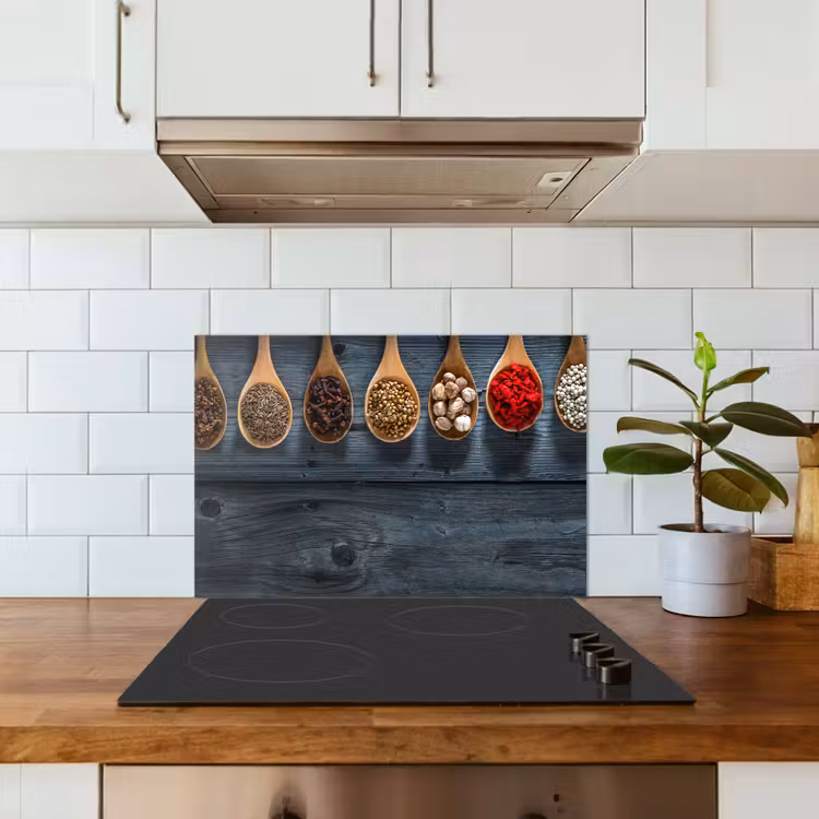 Kruiden - Lepels - Hout - Keuken - Specerijen - Industrieel keuken achterwand spatscherm klein -sfeer2