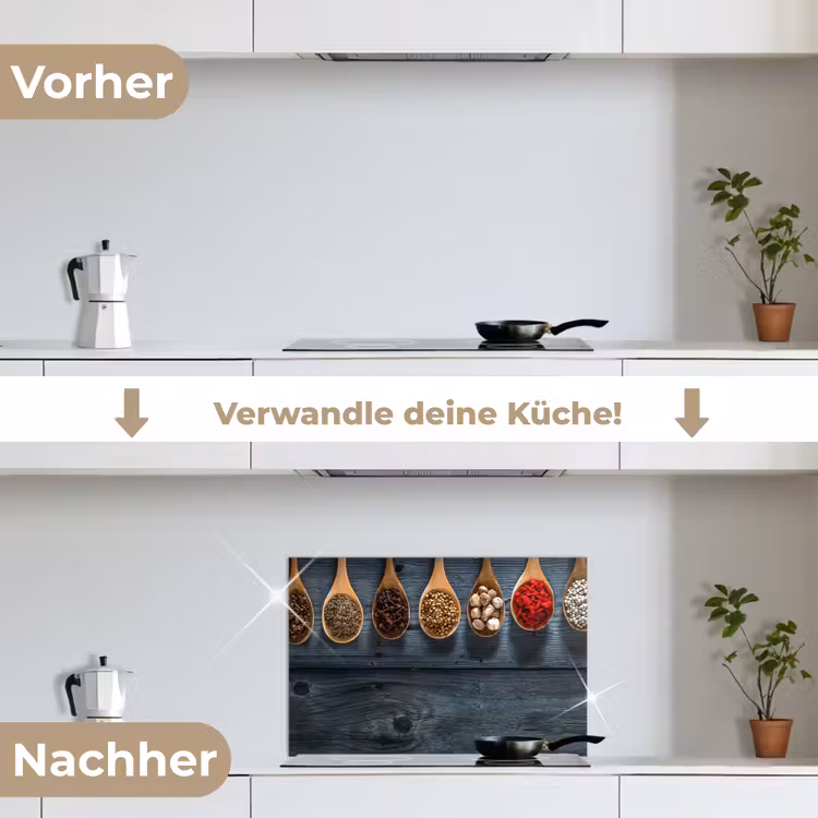 Kruiden - Lepels - Hout - Keuken - Specerijen - Industrieel keuken achterwand spatscherm klein -voor_na_DE