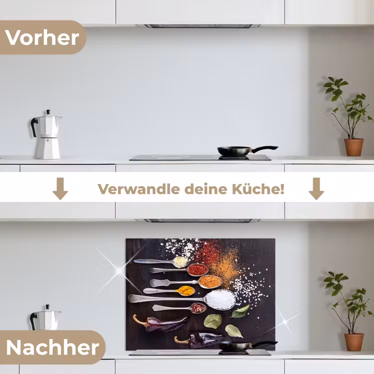 Kruiden - Lepels - Specerijen - Industrieel keuken achterwand spatscherm middel -voor_na_DE