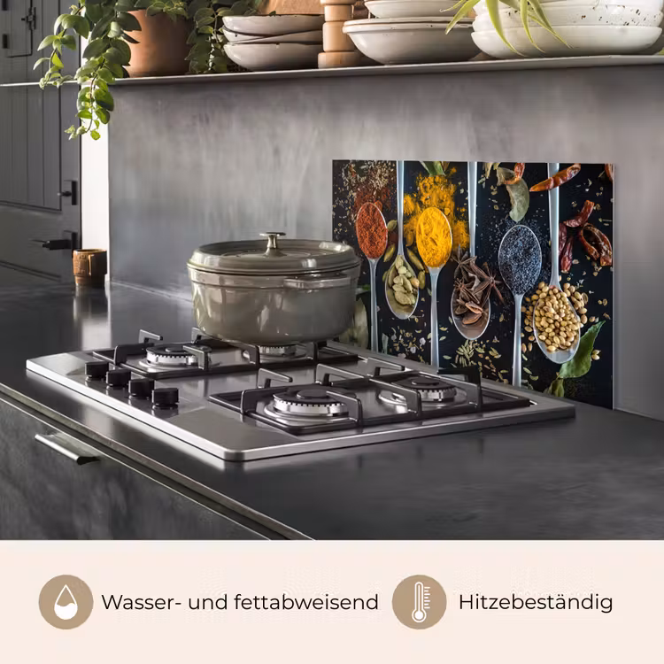 Kruiden - Lepel - Specerijen - Zwart - Keuken keuken achterwand spatscherm klein -usp_DE