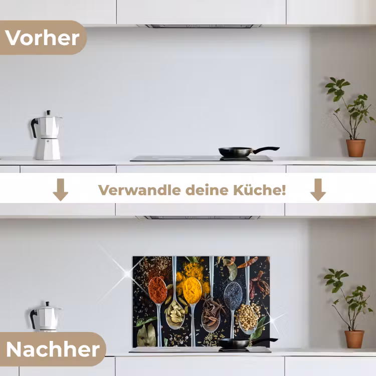 Kruiden - Lepel - Specerijen - Zwart - Keuken keuken achterwand spatscherm klein -voor_na_DE