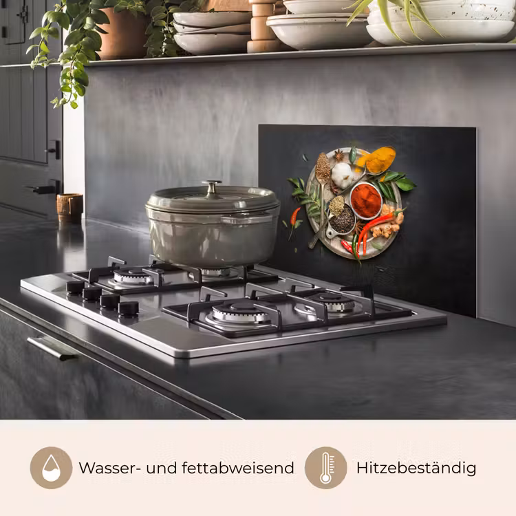 Kruiden - Bord - Peper - Zwart - Lepels - Zilver keuken achterwand spatscherm klein -usp_DE