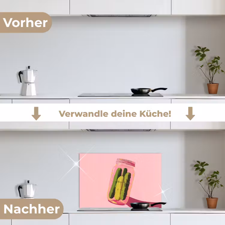 Augurken - Pot - Schaduw - Roze keuken achterwand spatscherm klein -voor_na_DE