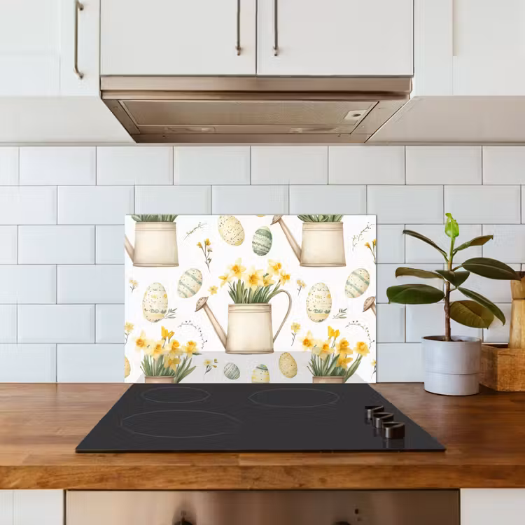 Gieter - Bloemen - Eieren keuken achterwand spatscherm klein -sfeer2