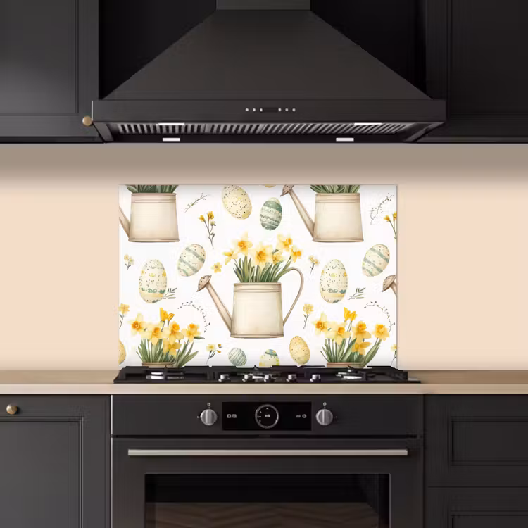 Gieter - Bloemen - Eieren keuken achterwand spatscherm klein -sfeer1