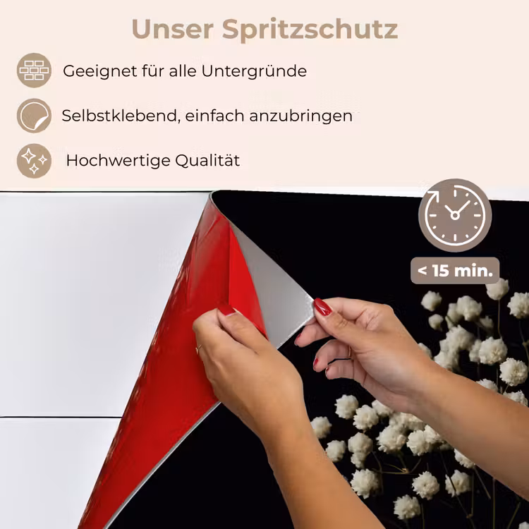 Gipskruid - Bloemetjes - Wit - Minimalistisch keuken achterwand spatscherm klein -spatscherm_DE