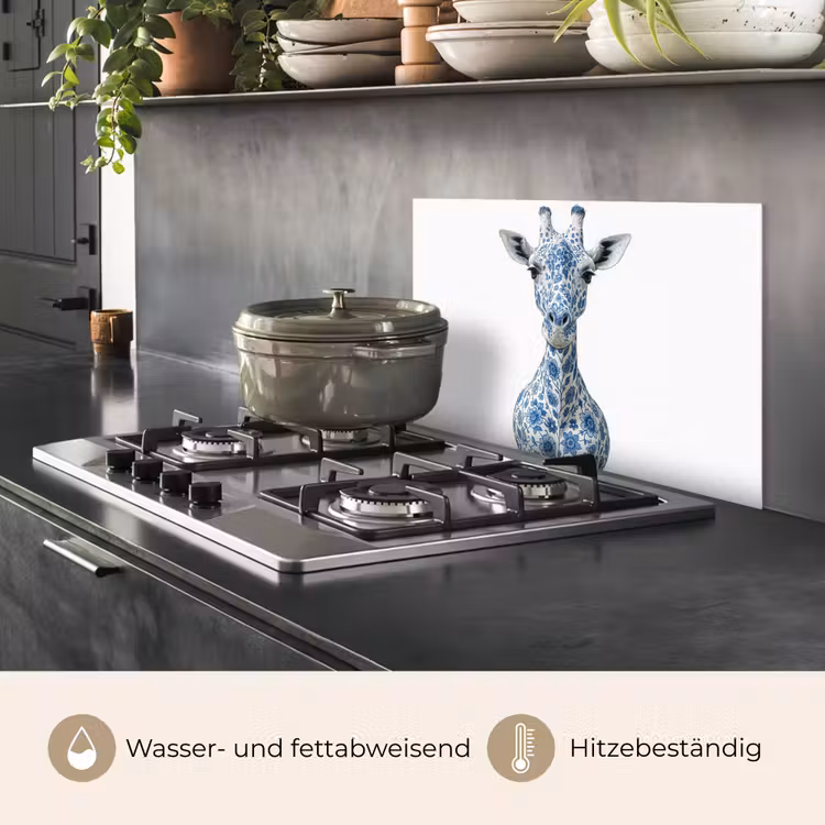 Giraffe - Delfts blauw - Dieren - Minimalistisch keuken achterwand spatscherm klein -usp_DE