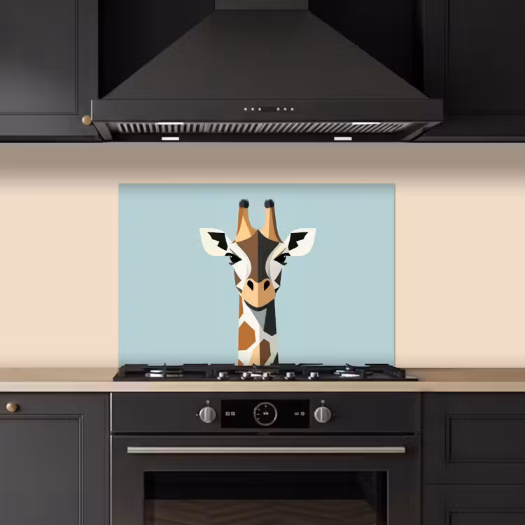 Giraffe - Illustratie - Bruin - Minimalistisch keuken achterwand spatscherm klein -sfeer1