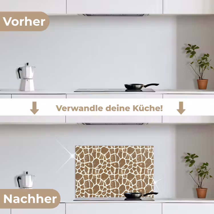 Giraf - Klassiek - Bruin keuken achterwand spatscherm klein 900 -voor_na_DE
