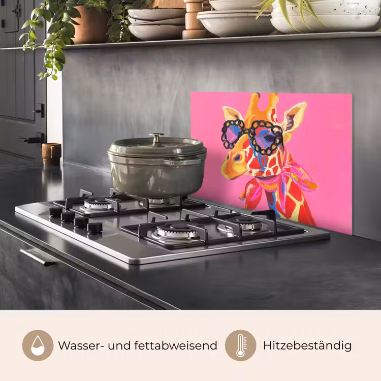 Giraf - Roze - Bril - Sjaal keuken achterwand spatscherm klein -usp_DE