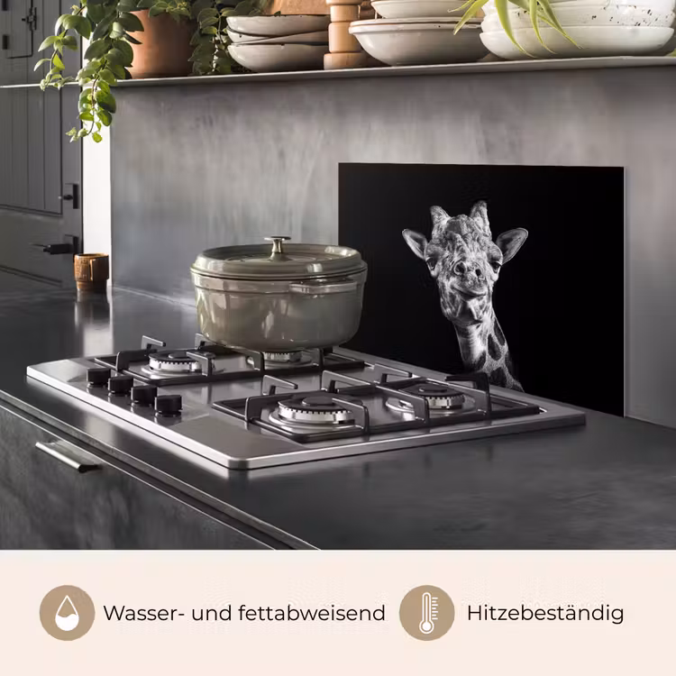 Giraffe - Dier - Zwart - Wit keuken achterwand spatscherm klein -usp_DE