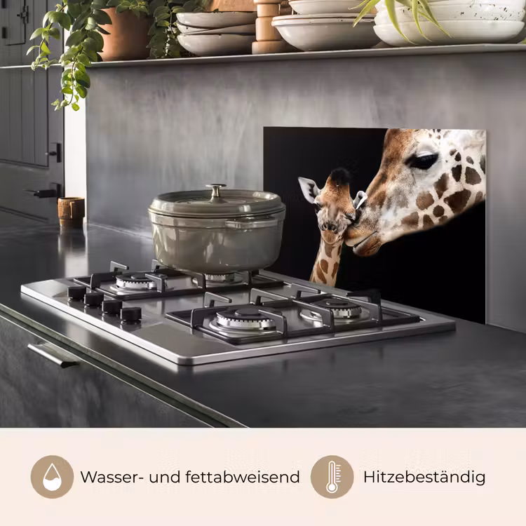 Giraffe - Dieren - Zwart - Portret - Dieren keuken achterwand spatscherm klein -usp_DE