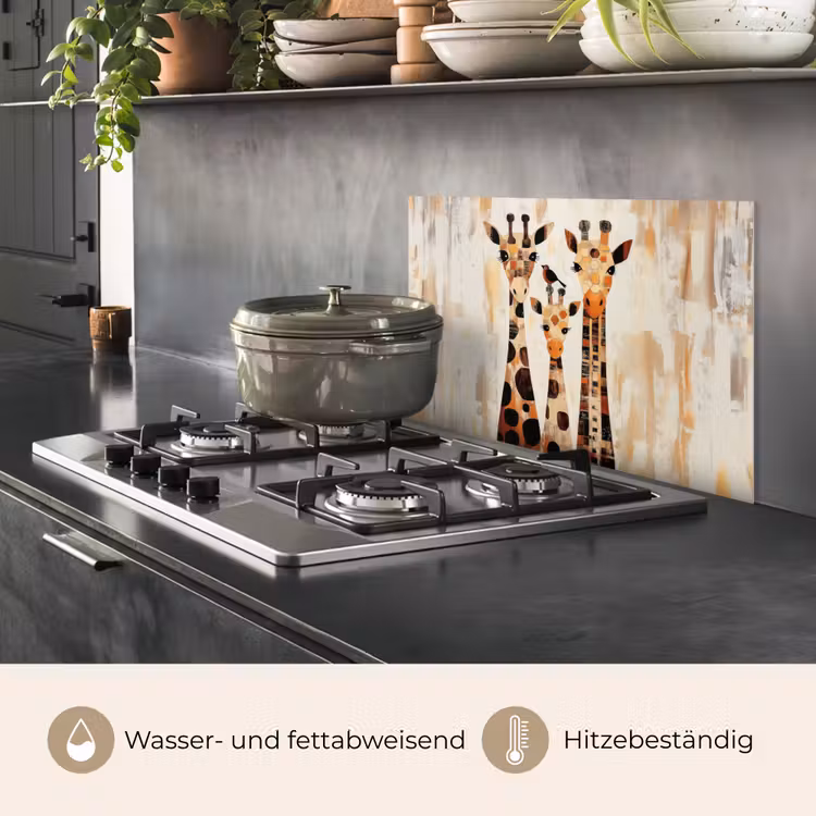 Giraffen - Cartoon - Crème keuken achterwand spatscherm klein -usp_DE