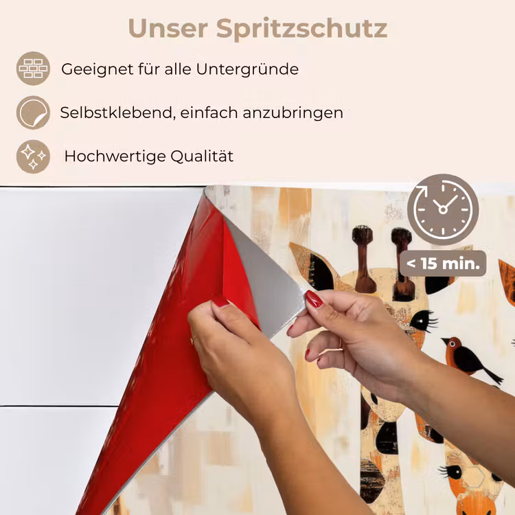 Giraffen - Cartoon - Crème keuken achterwand spatscherm klein -spatscherm_DE