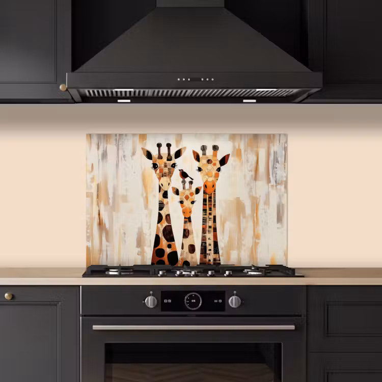 Giraffen - Cartoon - Crème keuken achterwand spatscherm klein -sfeer1