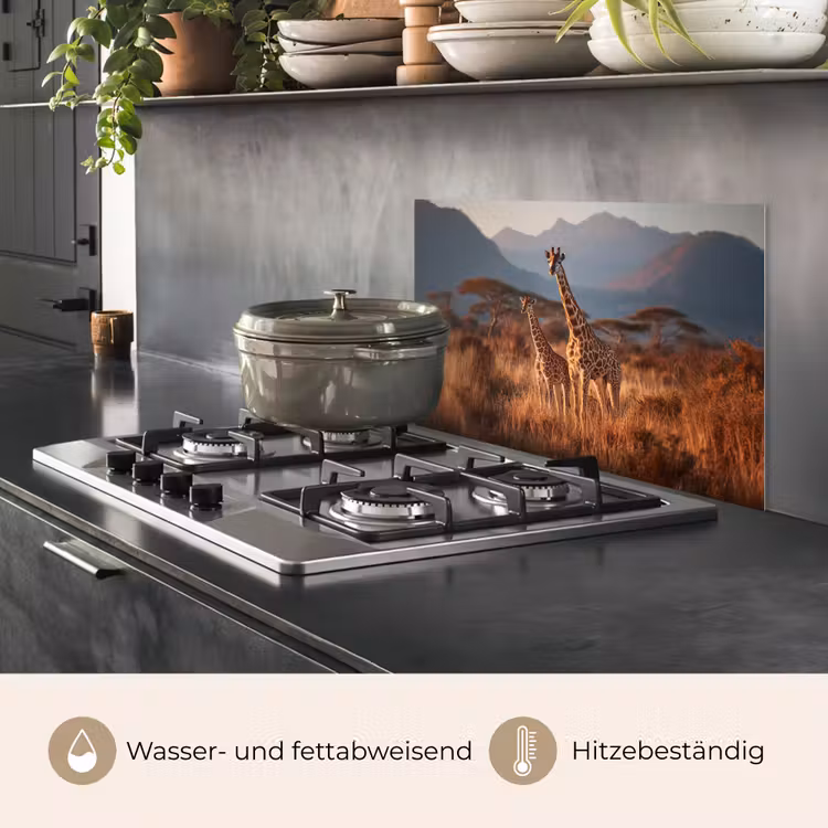 Giraffen - Hoog gras - Acaciabomen keuken achterwand spatscherm klein -usp_DE