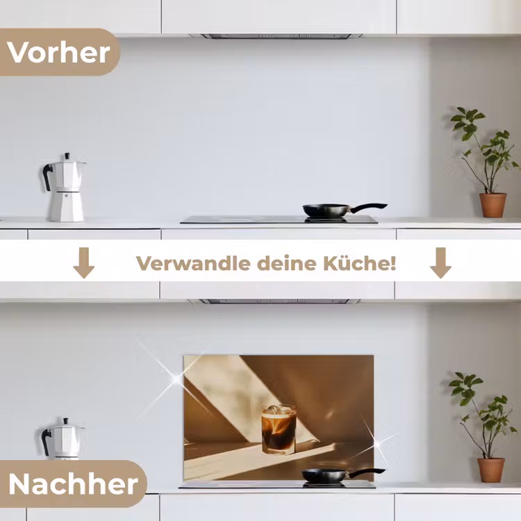 Glas - Ijskoffie - Schaduw - Bruin keuken achterwand spatscherm klein -voor_na_DE