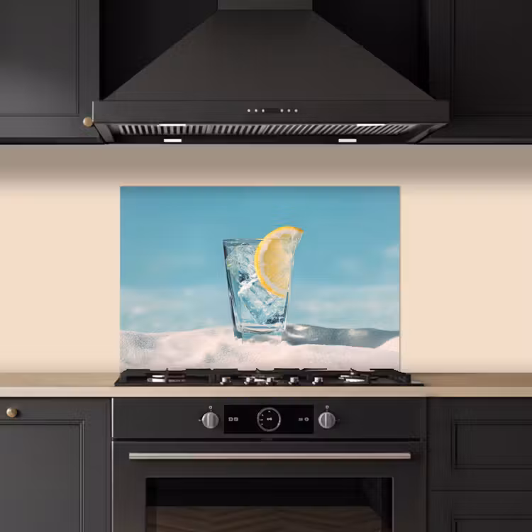 Glas - ijsblokjes - Citroen keuken achterwand spatscherm klein -sfeer1