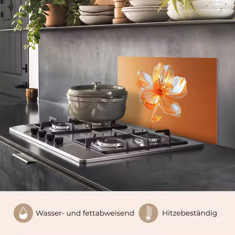 Glazen - Bloem - Oranje keuken achterwand spatscherm klein -usp_DE