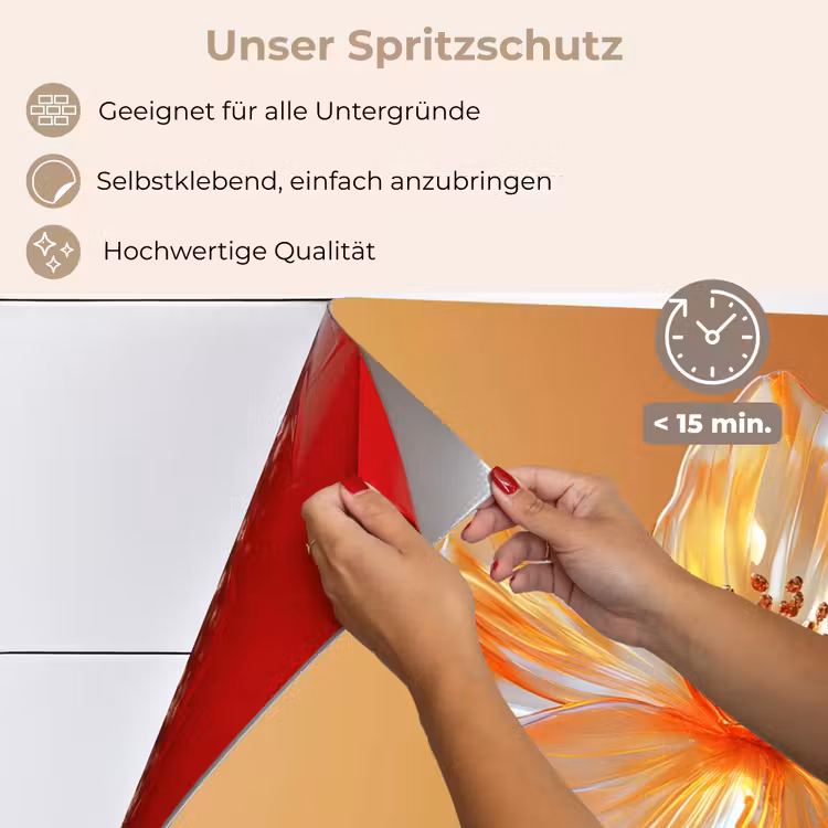Glazen - Bloem - Oranje keuken achterwand spatscherm klein -spatscherm_DE