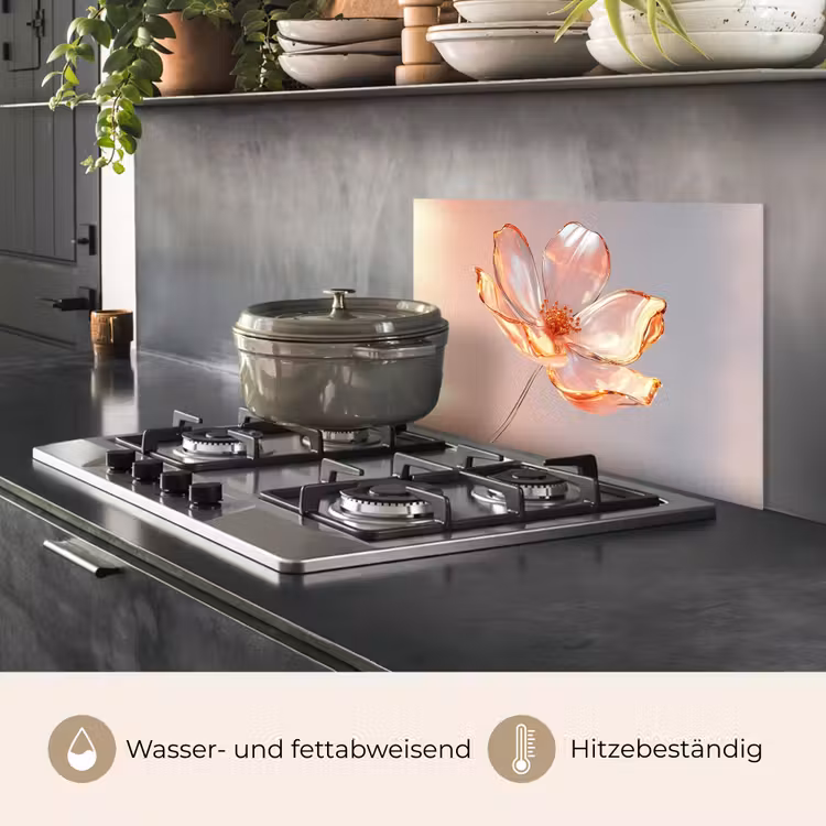 Glazen - Bloem - Roze keuken achterwand spatscherm klein -usp_DE